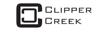 A black and white image of the logo for clippercreek.